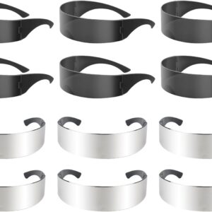 12 Pairs 80s Futuristic Narrow Cyber Visor Sunglasses Futuristic Sunglasses Cyclops Sun glasses Back to Future Inspired Costume Cyclops Wrap Visor Sun Glasses for Men Women