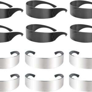 12 pcs 80s Cyber Visor Sunglasses,Futuristic Cyclops Cyberpunk Visor Sunglasses,Punk Future Style Cosplay,Future Costume Futuristic Wrap Visor Sun Glasses for Men Women