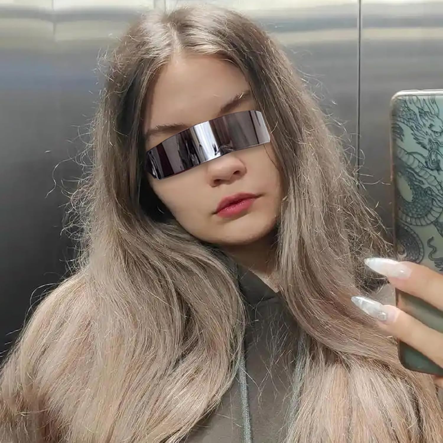 12 pcs 80s Cyber Visor Sunglasses,Futuristic Cyclops Cyberpunk Visor Sunglasses,Punk Future Style Cosplay,Future Costume Futuristic Wrap Visor Sun Glasses for Men Women - Image 6