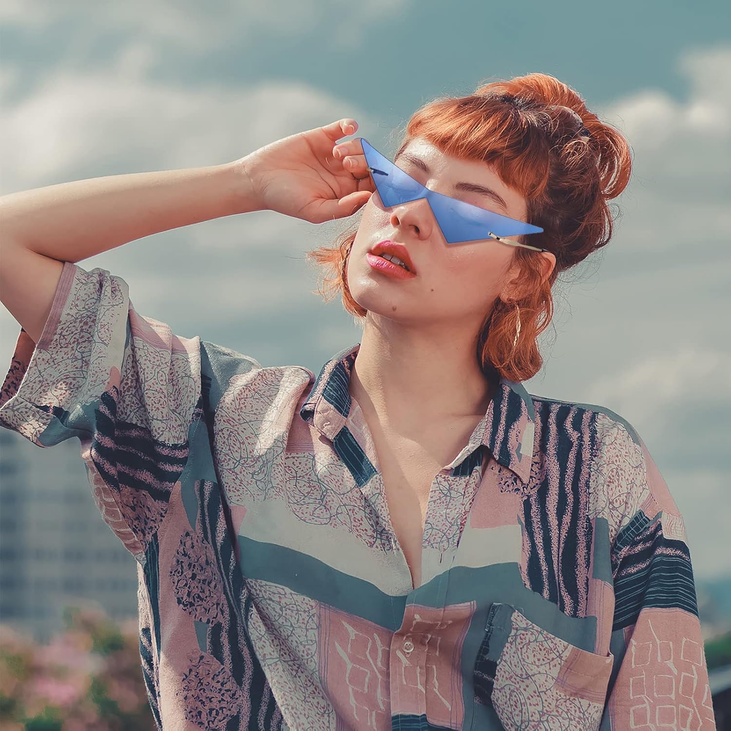 4 Pairs Triangle Sunglasses Frameless Space Eye Sunglasses Rimless Pointy Glasses Men Party Prom Eyewear for Women and Men - Image 6