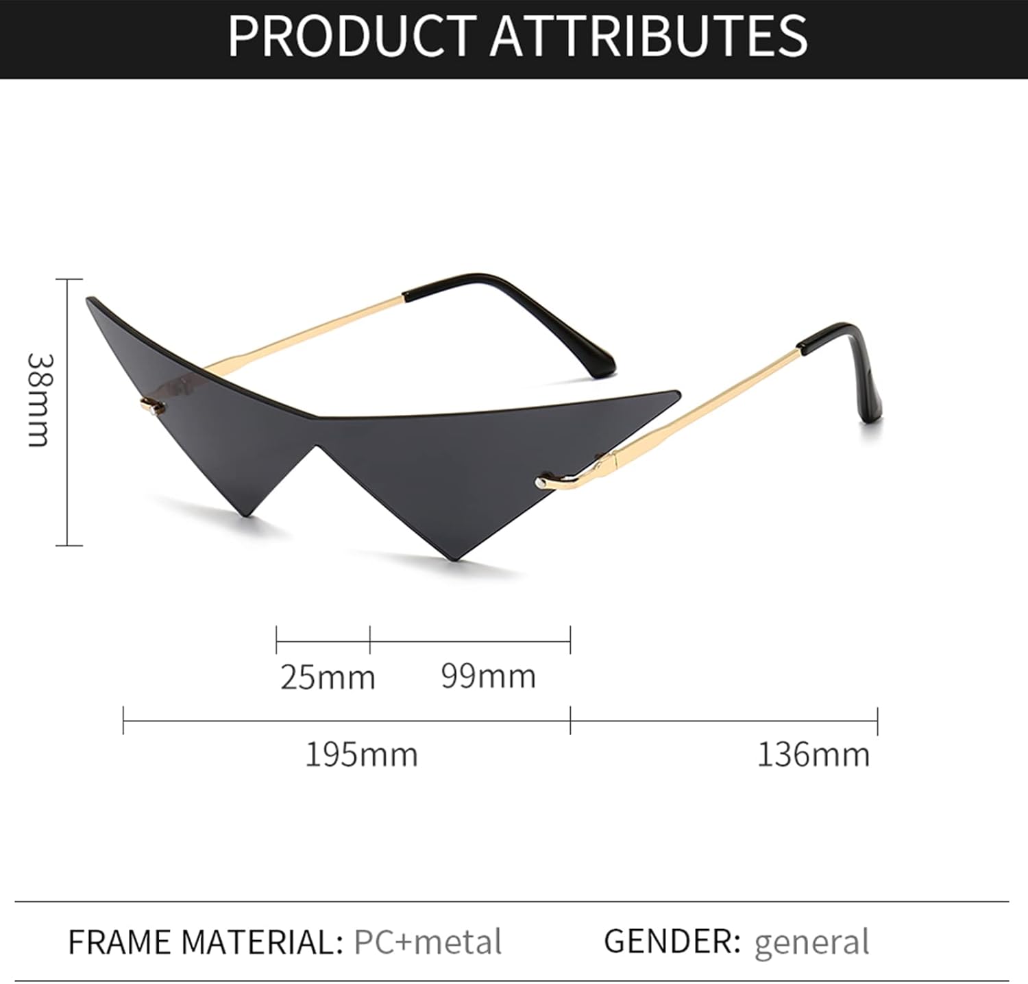4 Pairs Triangle Sunglasses Frameless Space Eye Sunglasses Rimless Pointy Glasses Men Party Prom Eyewear for Women and Men - Image 3
