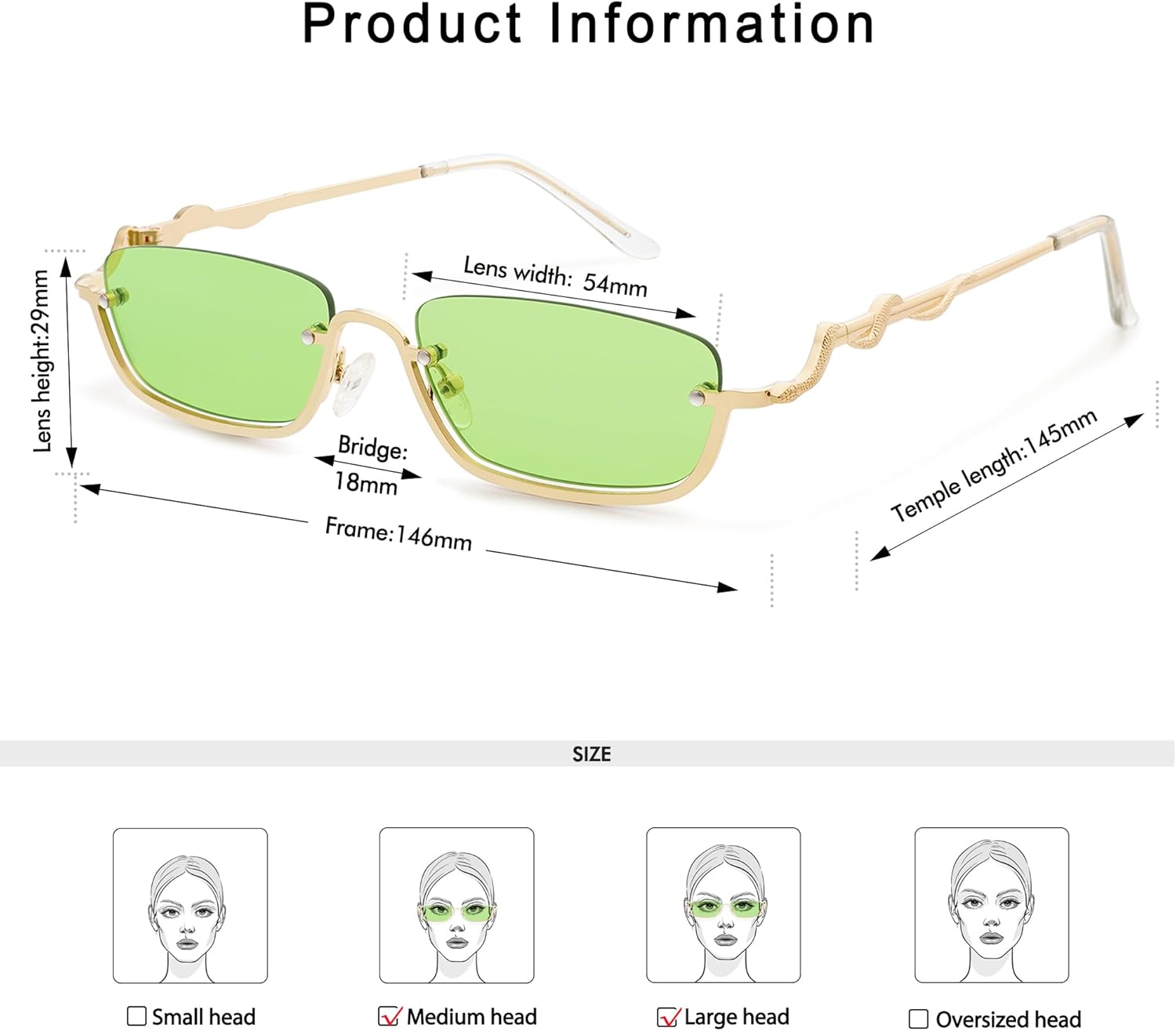 Appassal Y2K Snake Sunglasses for Women Men Narrow Rectangular Y2k Chic Sunnies AP3649 - Image 5