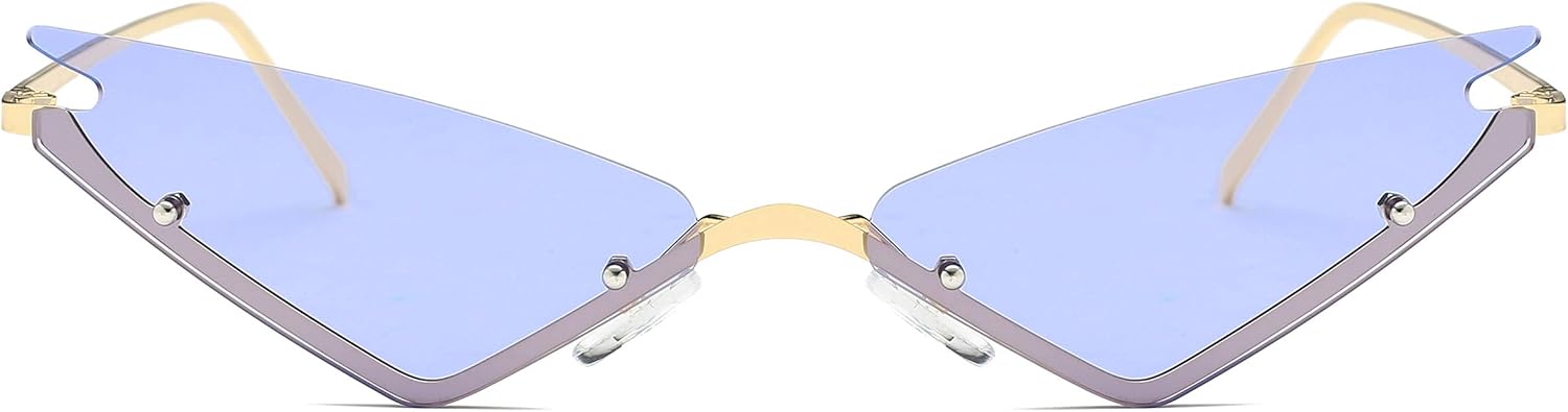 Armear Small Cateye Sunglasses Futuristic Rimless Colored Mirrored Lens - Image 7