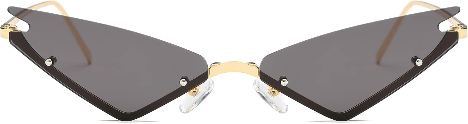 Armear Small Cateye Sunglasses Futuristic Rimless Colored Mirrored Lens - Image 8