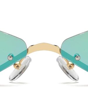 Armear Small Cateye Sunglasses Futuristic Rimless Colored Mirrored Lens