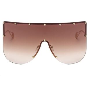 Armear Women Huge Oversized Shield Visor Sunglasses Futuristic Star on Frame Sun Face Mask