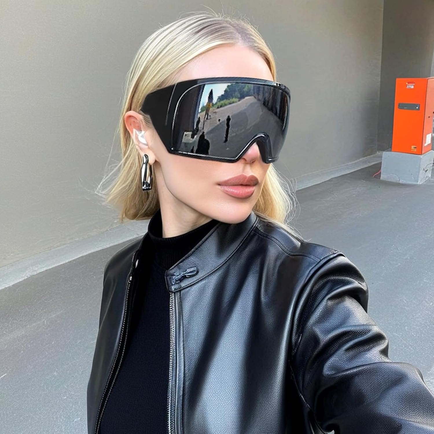 Awdchny Oversized Wrap Around Sunglasses for Women Men,Futuristic Rave Curved Lens Shades,Fashion Trendy Shield Sun Glasses - Image 6