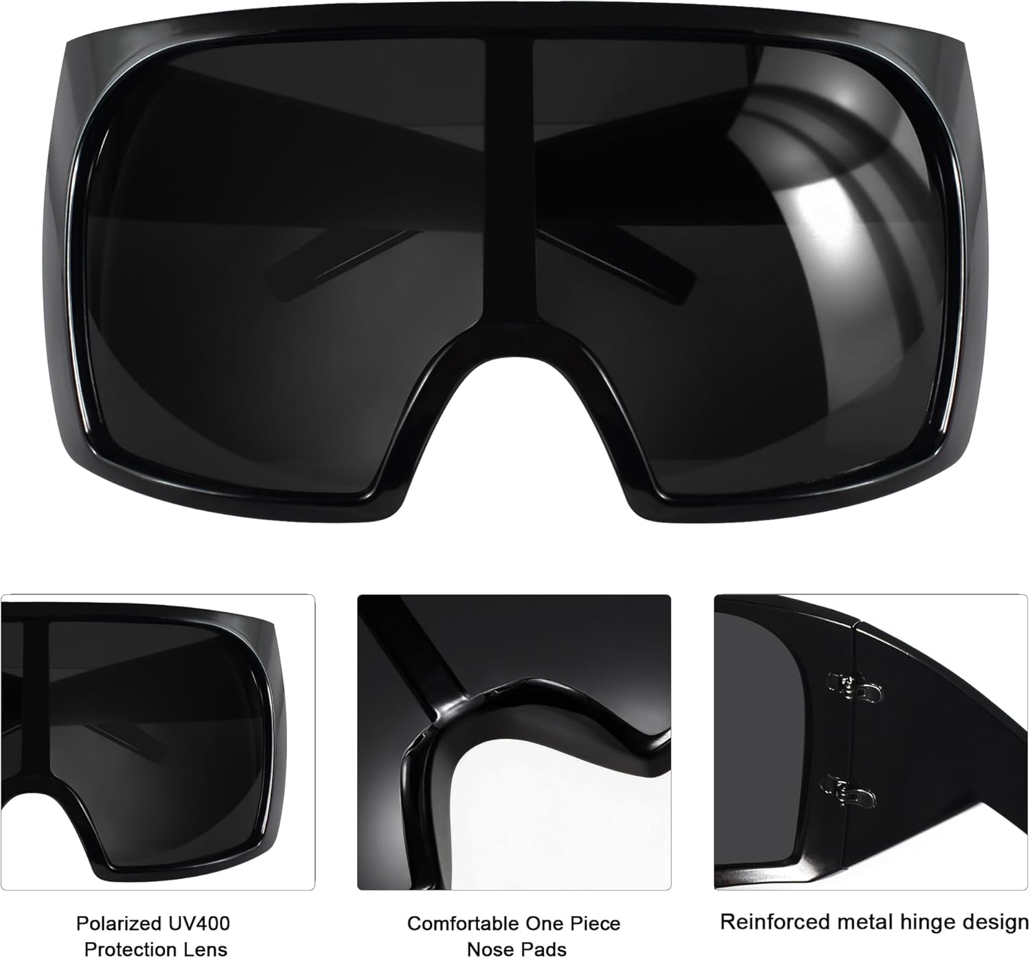 Awdchny Oversized Wrap Around Sunglasses for Women Men,Futuristic Rave Curved Lens Shades,Fashion Trendy Shield Sun Glasses - Image 3
