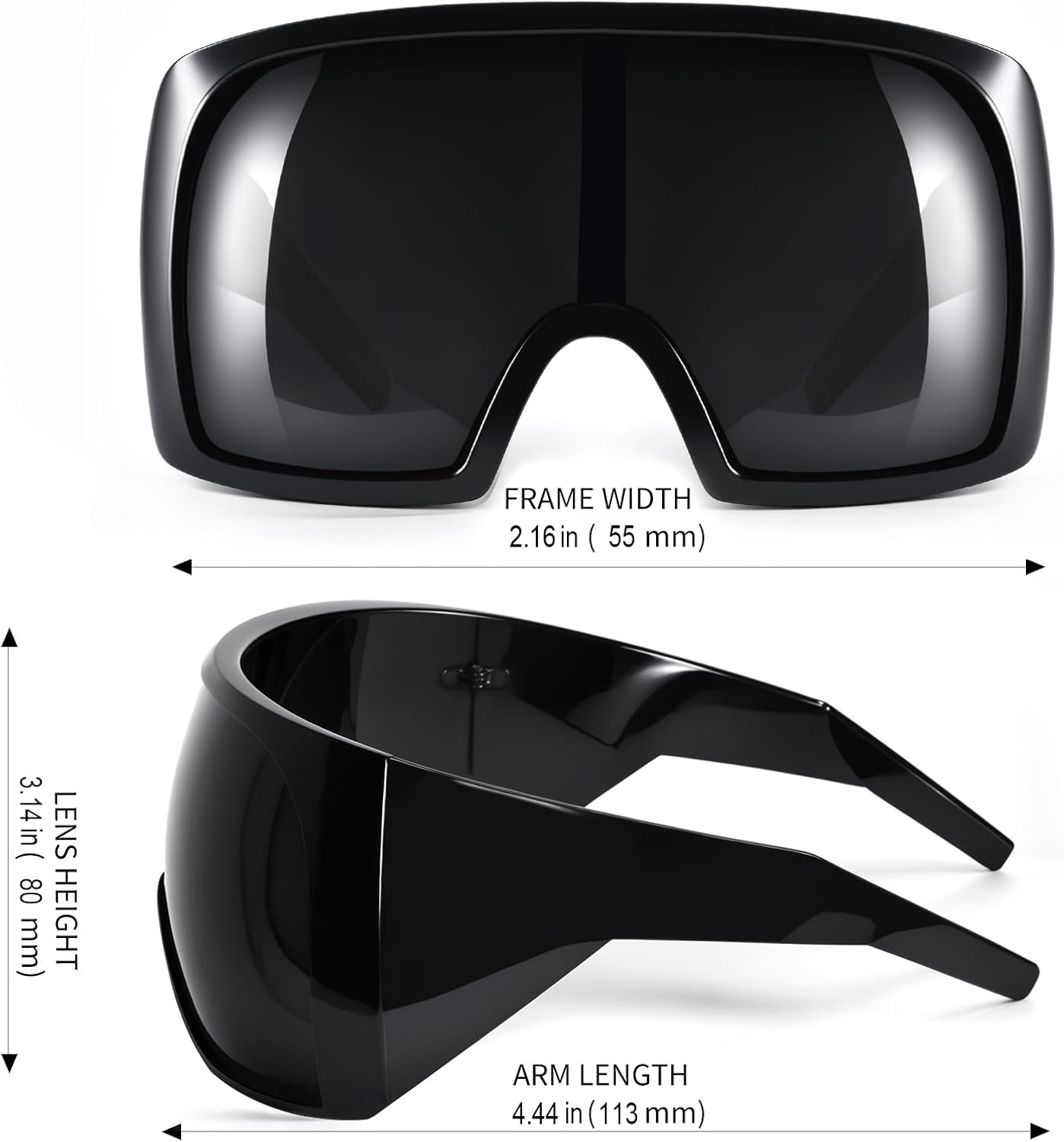 Awdchny Oversized Wrap Around Sunglasses for Women Men,Futuristic Rave Curved Lens Shades,Fashion Trendy Shield Sun Glasses - Image 4