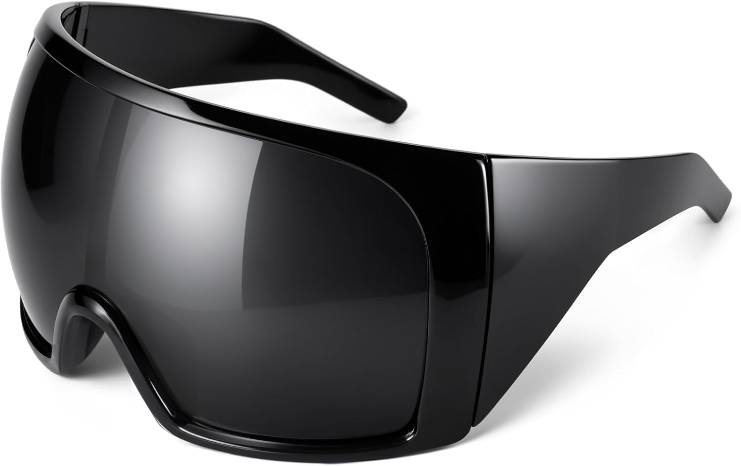Awdchny Oversized Wrap Around Sunglasses for Women Men,Futuristic Rave Curved Lens Shades,Fashion Trendy Shield Sun Glasses