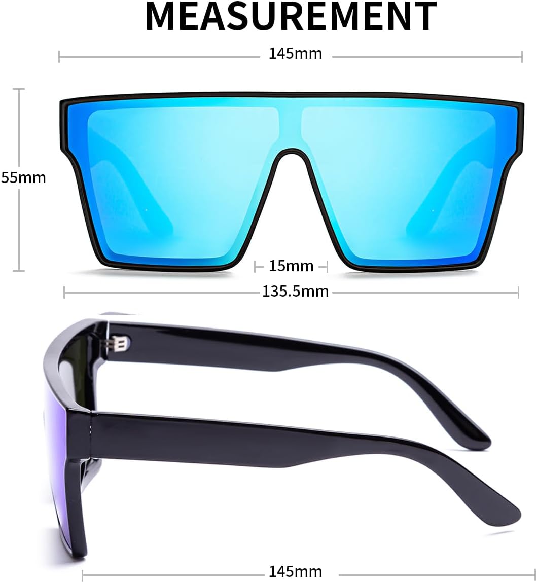 BINGKING Oversized UV400 Designer Polarized Sunglasses for Men Women Large Flat Square Trendy Mirrored Shades - Image 4