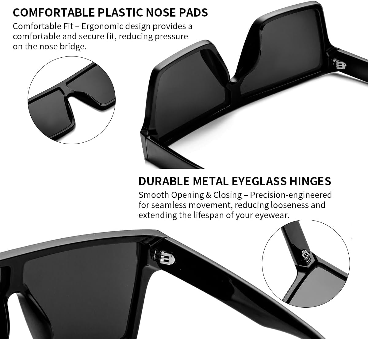 BINGKING Oversized UV400 Designer Polarized Sunglasses for Men Women Large Flat Square Trendy Mirrored Shades - Image 5