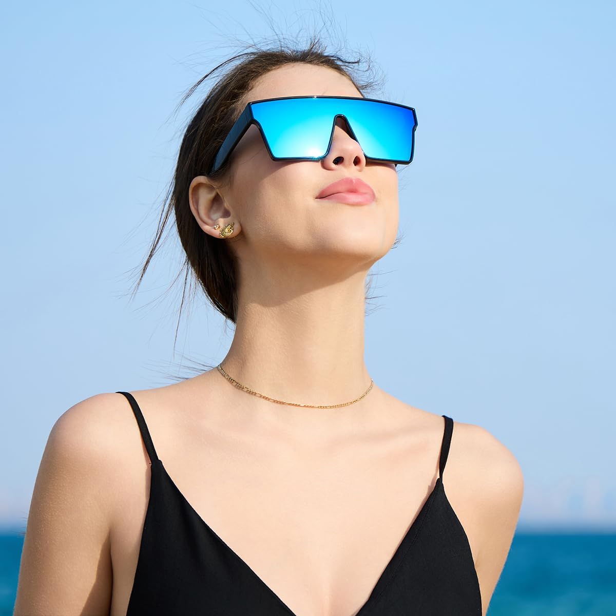 BINGKING Oversized UV400 Designer Polarized Sunglasses for Men Women Large Flat Square Trendy Mirrored Shades - Image 7