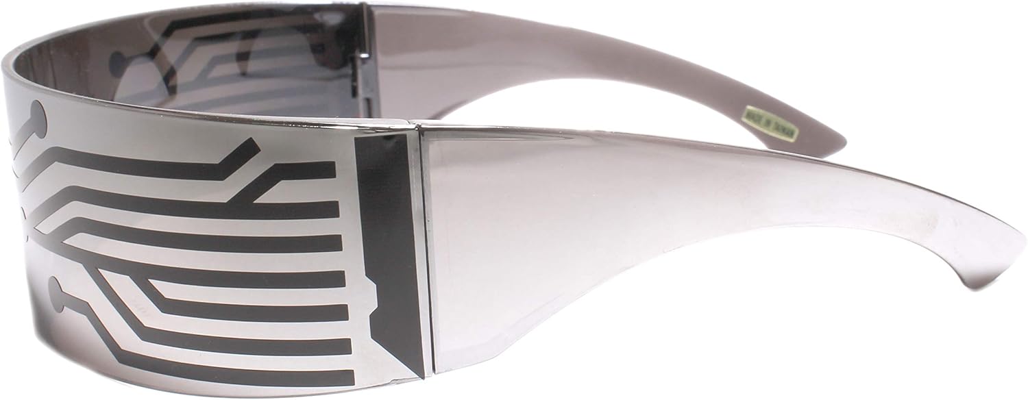 Bionic Cyborg Cosplay Party Rave Costume Futuristic Chrome Mirrored Sun Glasses - Image 3