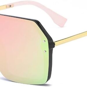 BOJOD Oversized Sunglasses for Women Trendy One Piece Flat Top Rimless Sunglasses Siamese Big Large Shades