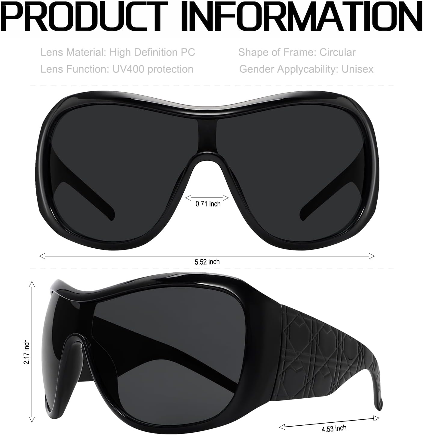 BOTEN Trendy Oversized Sunglasses For Women Men, Big Tinted Funky Wrap Around Sunglasses Apres Ski Shield Cool Shades - Image 3