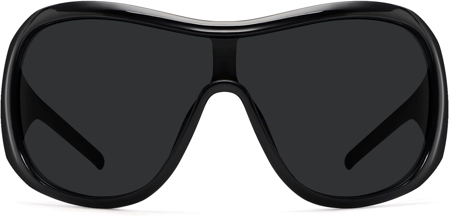 BOTEN Trendy Oversized Sunglasses For Women Men, Big Tinted Funky Wrap Around Sunglasses Apres Ski Shield Cool Shades