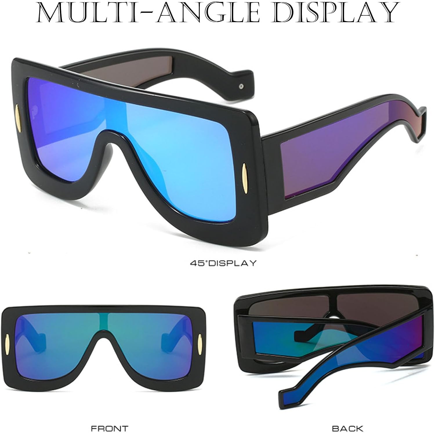 Bsreyeop Fashion Mask Sunglasses for Women Men Futuristic Shield Sun Glasses Oversized Flat Top Sunnies - Image 3