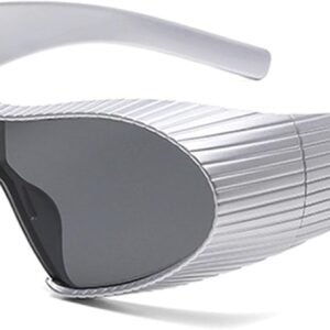 Bsreyeop Futuristic One-piece for Women Men Cyberpunk Mirrored Fashion Sun Shades for Costume Party Club