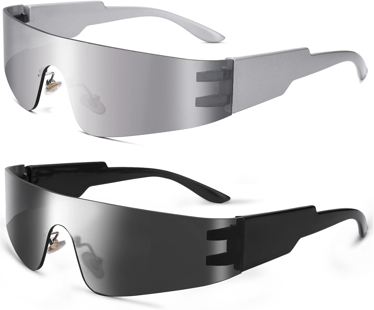 COASION Wrap Around Sunglasses for Women Men Trendy Rimless Futuristic Shades Y2k Shield Flat Top Fashion Eyeglasses