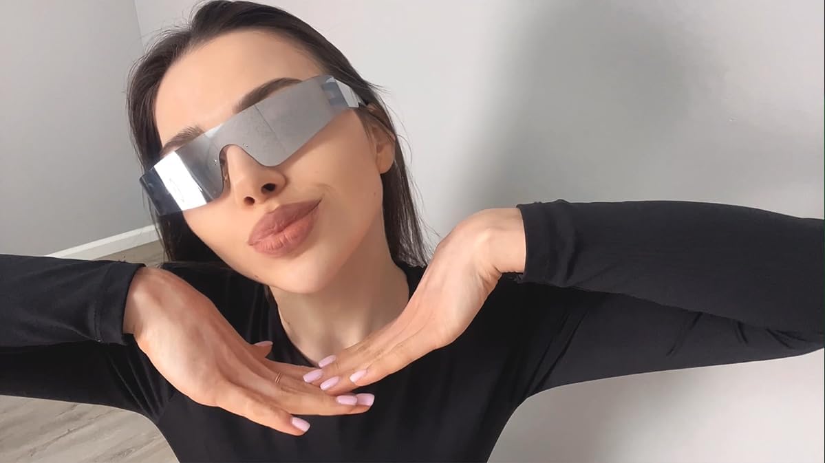 COASION Wrap Around Sunglasses for Women Men Trendy Rimless Futuristic Shades Y2k Shield Flat Top Fashion Eyeglasses - Image 2