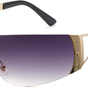 Cyxus Wrap Around Y2K Sunglasses for Women Men Shield Flat Top Sunglasses Futuristic Frameless Gradient Lens Sun Glasses