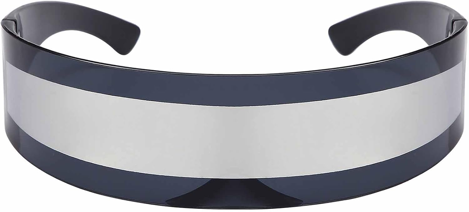 Dollger Futuristic Sunglasses Y2K Space Cyclops Wrap Around Glasses Rimless Translucent Mirrored Lens - Image 13