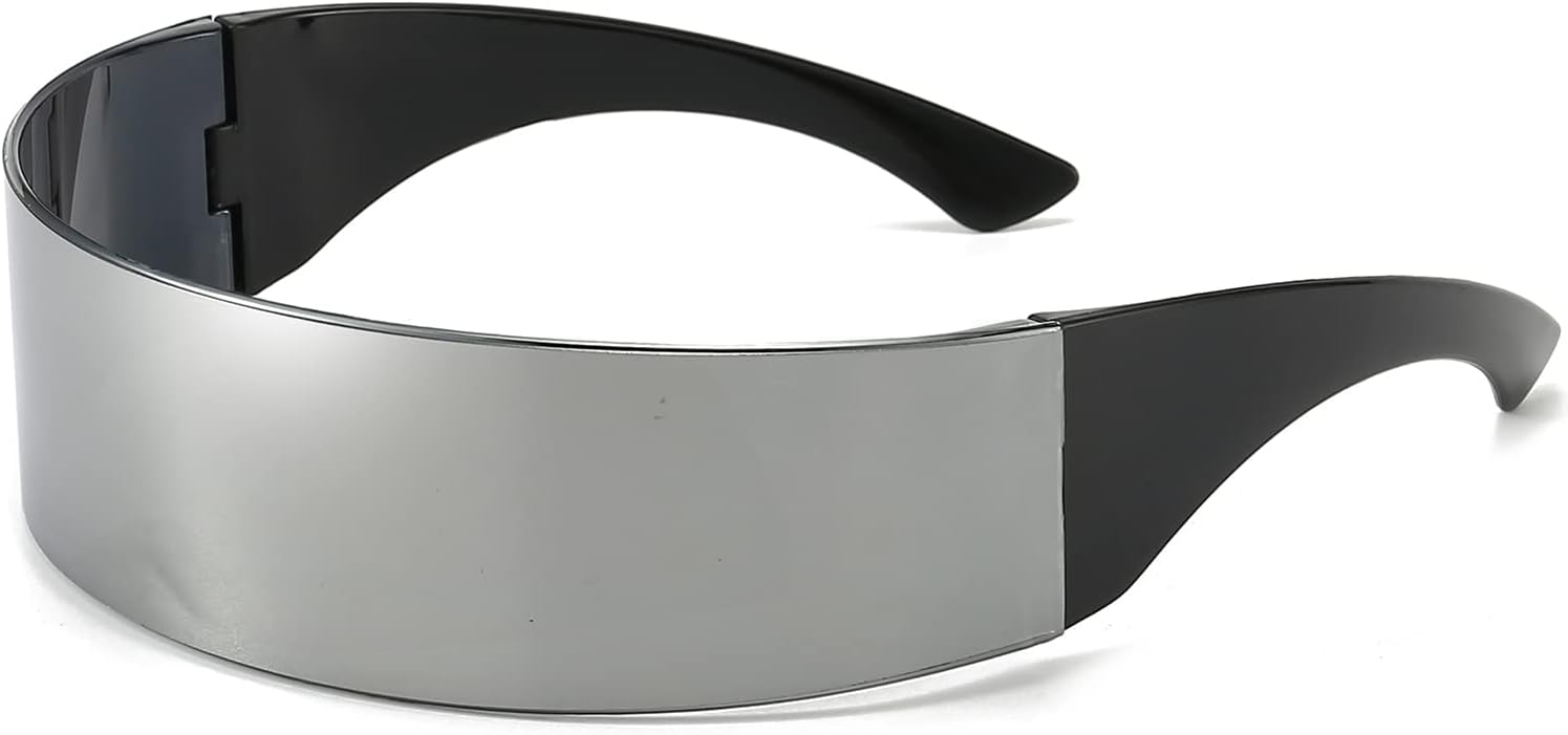 Dollger Futuristic Sunglasses Y2K Space Cyclops Wrap Around Glasses Rimless Translucent Mirrored Lens - Image 8