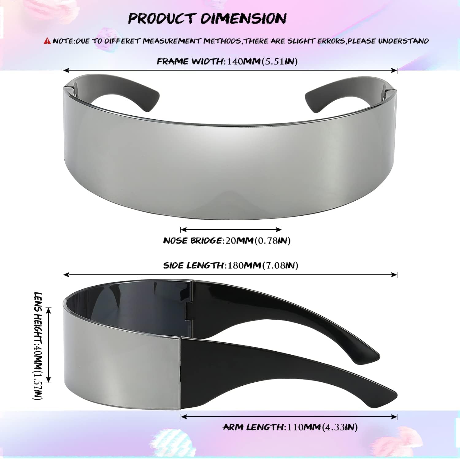 Dollger Futuristic Sunglasses Y2K Space Cyclops Wrap Around Glasses Rimless Translucent Mirrored Lens - Image 6