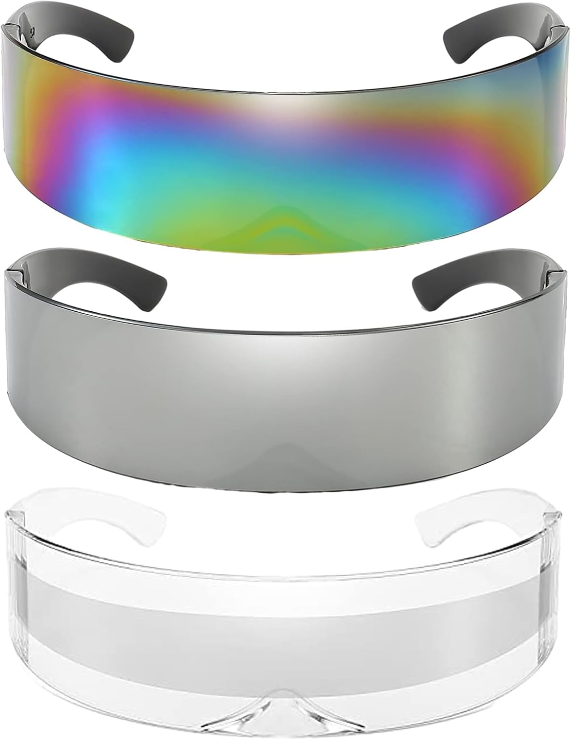 Dollger Futuristic Sunglasses Y2K Space Cyclops Wrap Around Glasses Rimless Translucent Mirrored Lens - Image 23