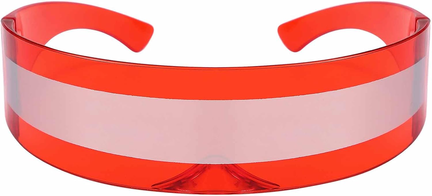 Dollger Futuristic Sunglasses Y2K Space Cyclops Wrap Around Glasses Rimless Translucent Mirrored Lens - Image 14