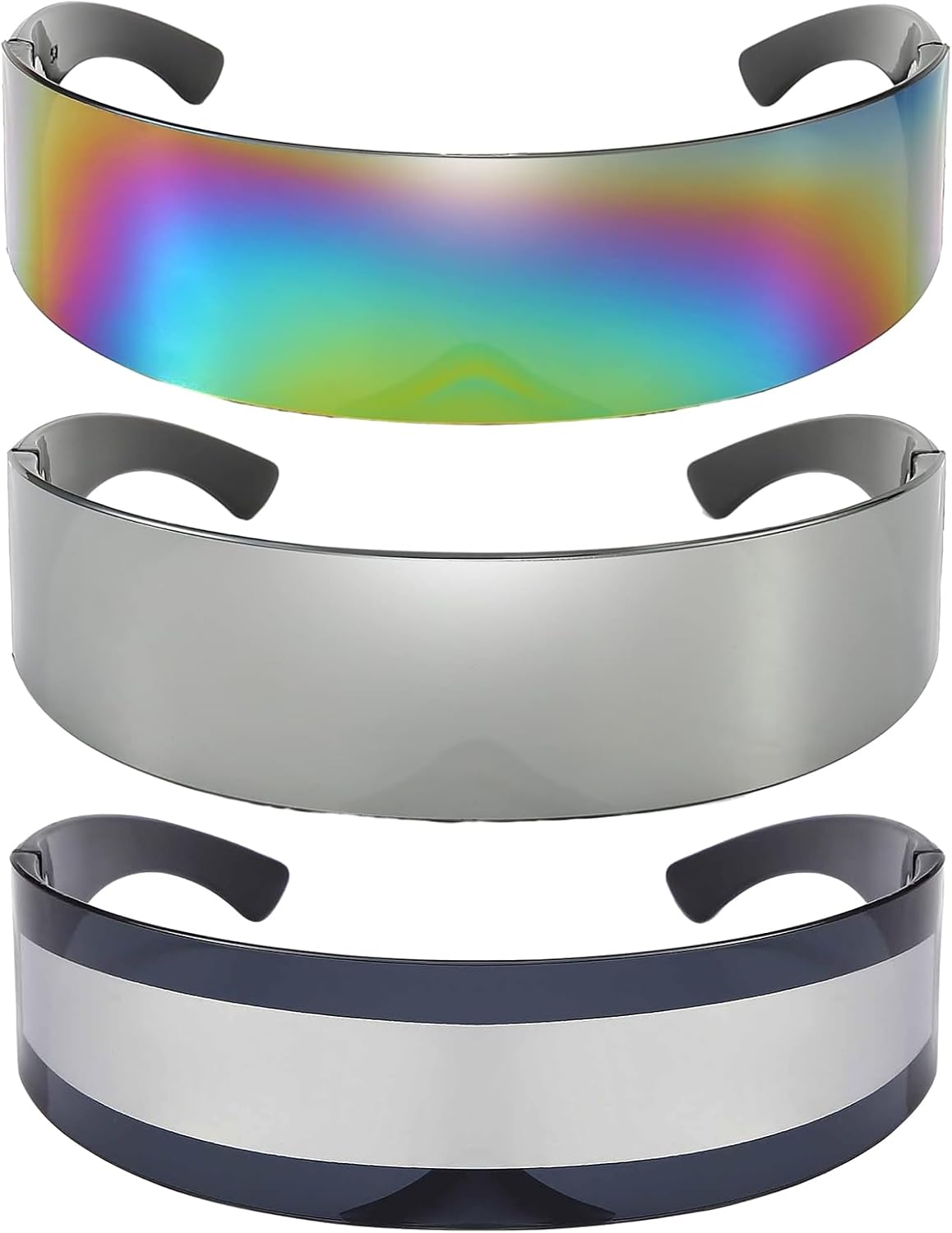 Dollger Futuristic Sunglasses Y2K Space Cyclops Wrap Around Glasses Rimless Translucent Mirrored Lens - Image 11