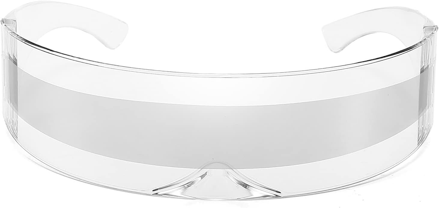 Dollger Futuristic Sunglasses Y2K Space Cyclops Wrap Around Glasses Rimless Translucent Mirrored Lens - Image 27