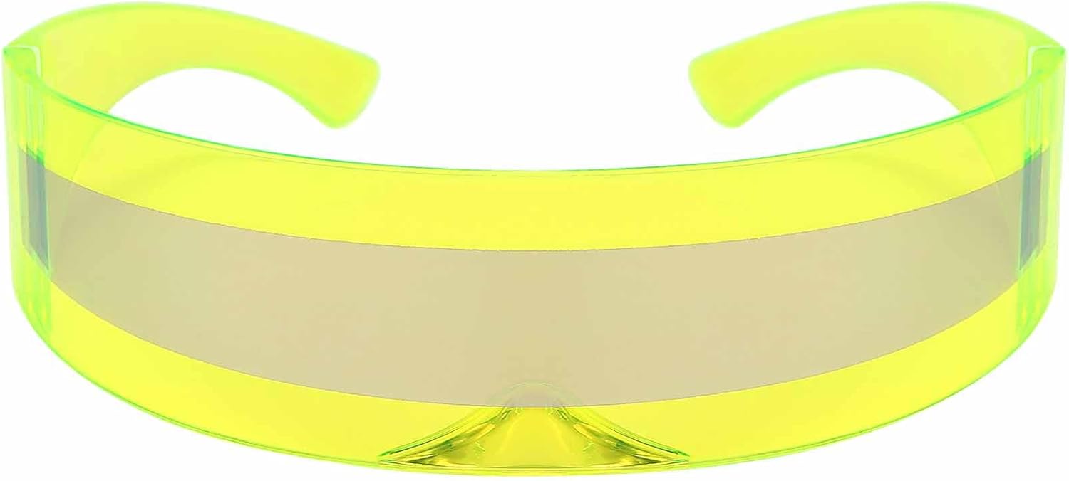 Dollger Futuristic Sunglasses Y2K Space Cyclops Wrap Around Glasses Rimless Translucent Mirrored Lens - Image 12