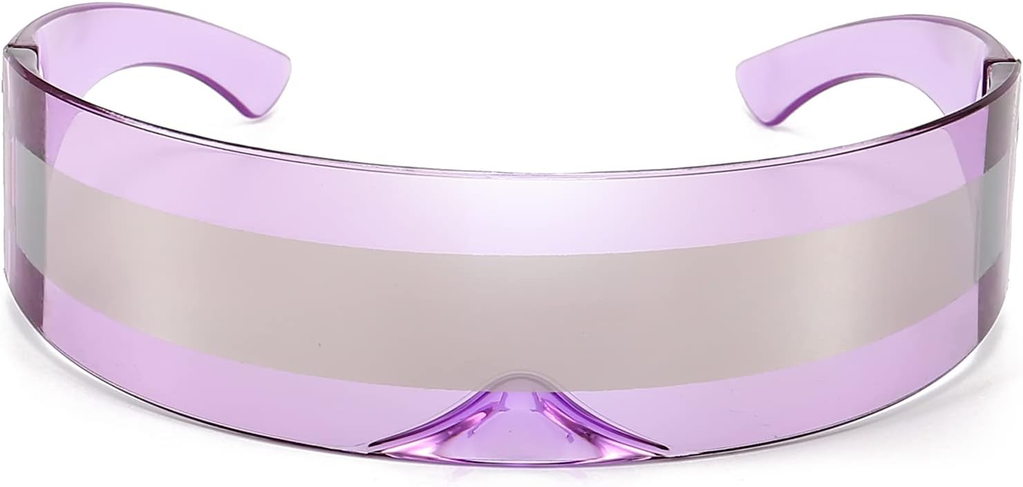 Dollger Futuristic Sunglasses Y2K Space Cyclops Wrap Around Glasses Rimless Translucent Mirrored Lens - Image 20