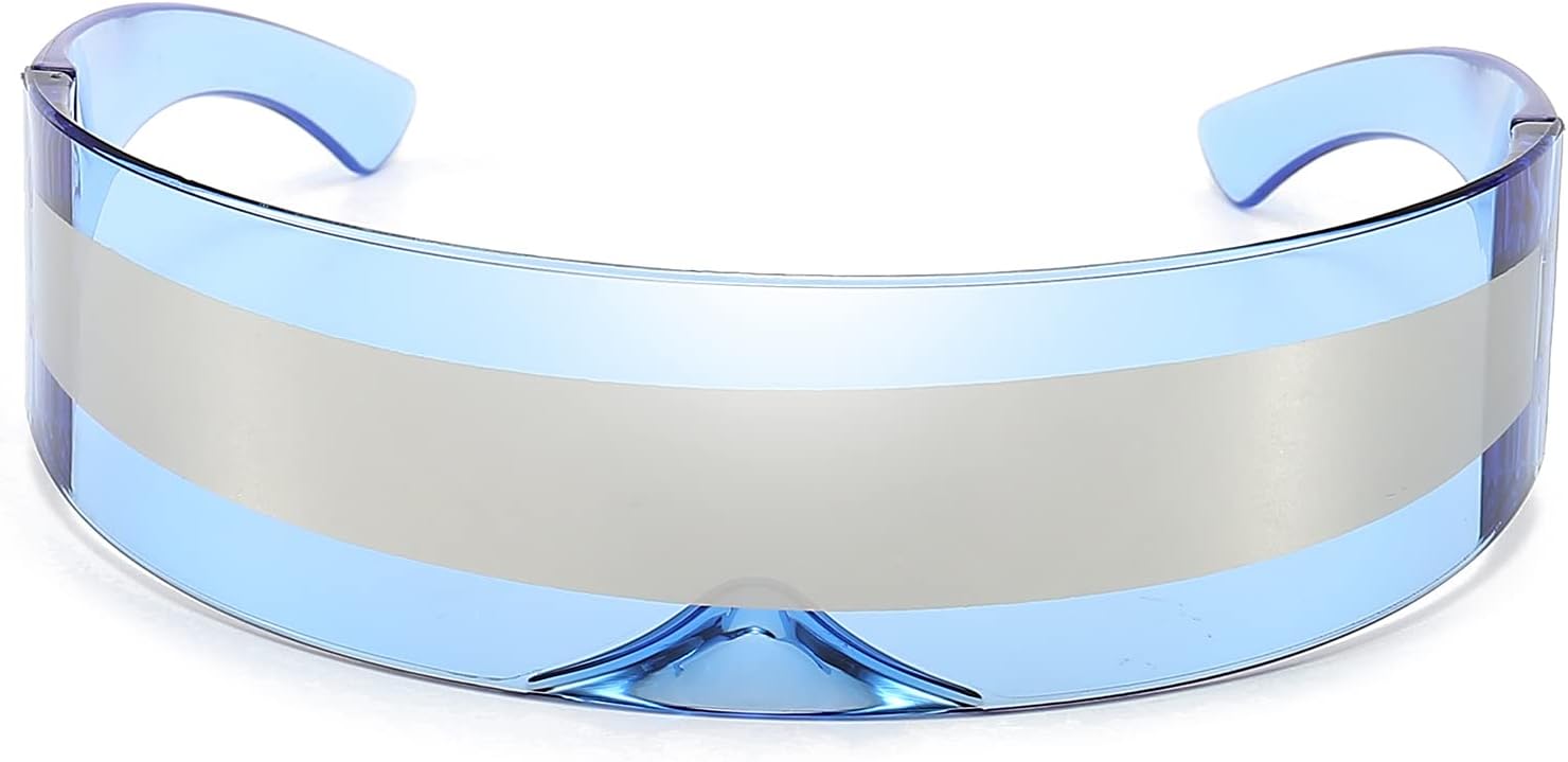 Dollger Futuristic Sunglasses Y2K Space Cyclops Wrap Around Glasses Rimless Translucent Mirrored Lens - Image 25