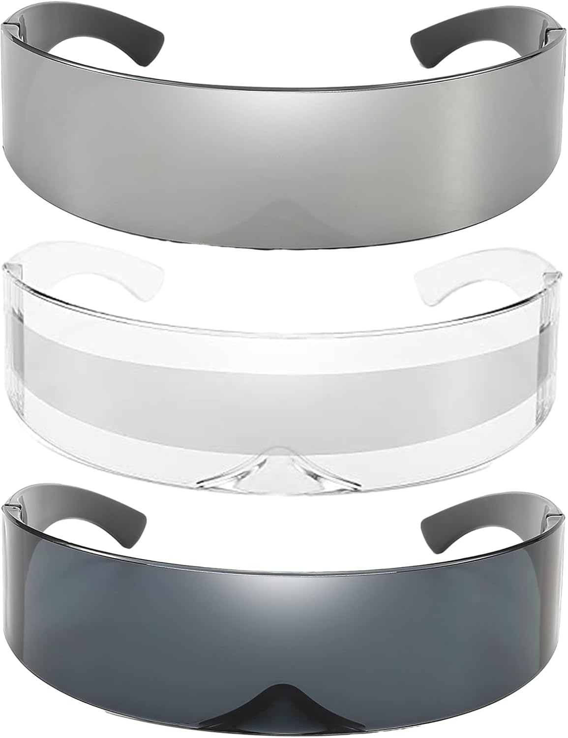 Dollger Futuristic Sunglasses Y2K Space Cyclops Wrap Around Glasses Rimless Translucent Mirrored Lens - Image 21