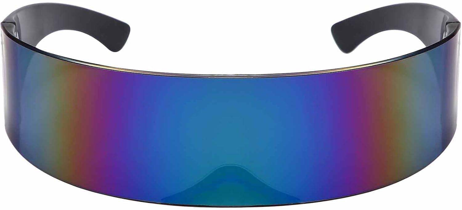 Dollger Futuristic Sunglasses Y2K Space Cyclops Wrap Around Glasses Rimless Translucent Mirrored Lens - Image 19