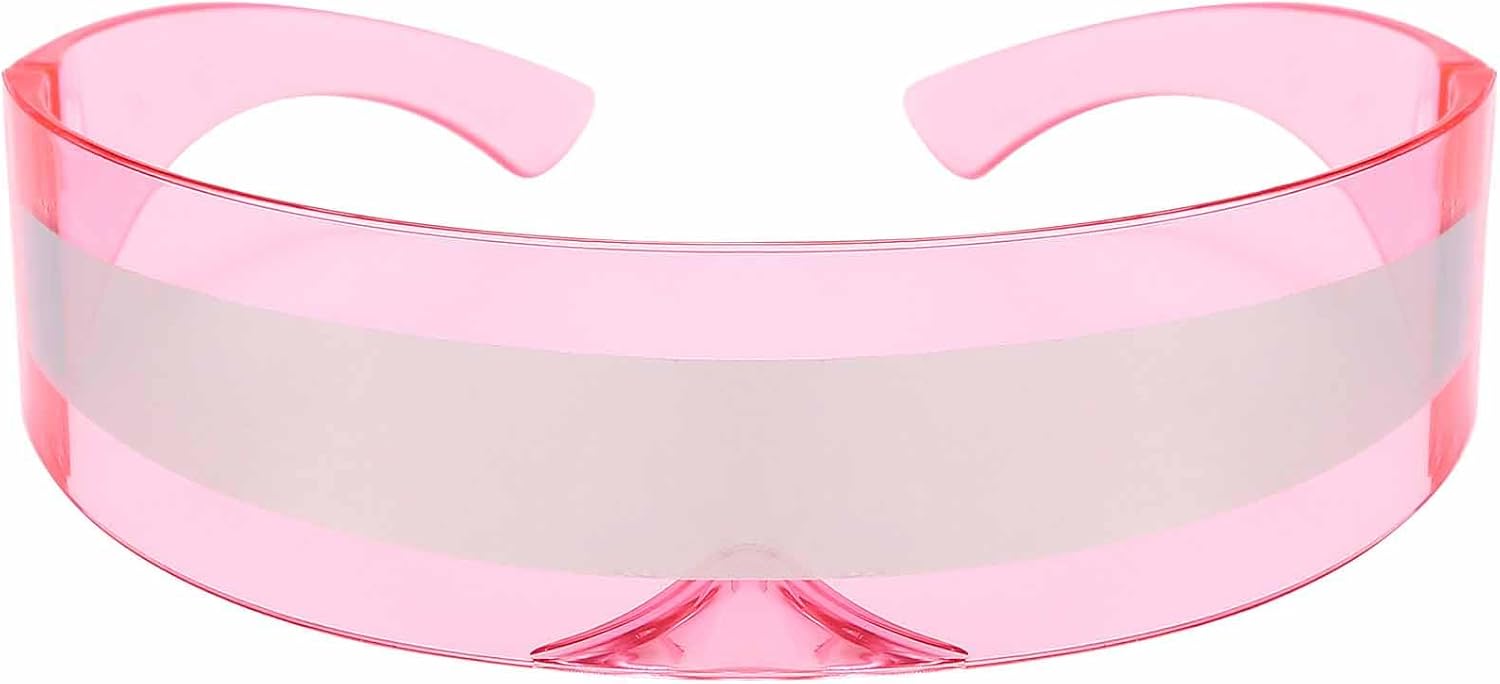 Dollger Futuristic Sunglasses Y2K Space Cyclops Wrap Around Glasses Rimless Translucent Mirrored Lens - Image 26