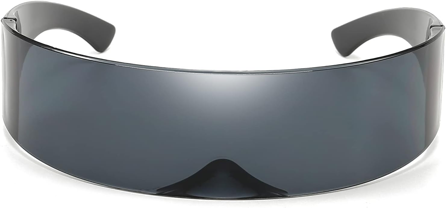 Dollger Futuristic Sunglasses Y2K Space Cyclops Wrap Around Glasses Rimless Translucent Mirrored Lens - Image 15