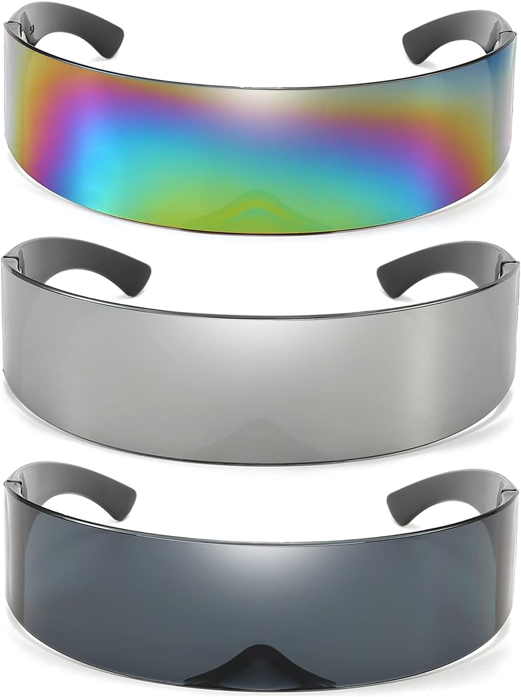 Dollger Futuristic Sunglasses Y2K Space Cyclops Wrap Around Glasses Rimless Translucent Mirrored Lens - Image 17