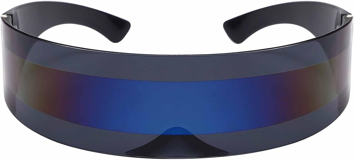 Dollger Futuristic Sunglasses Y2K Space Cyclops Wrap Around Glasses Rimless Translucent Mirrored Lens - Image 10