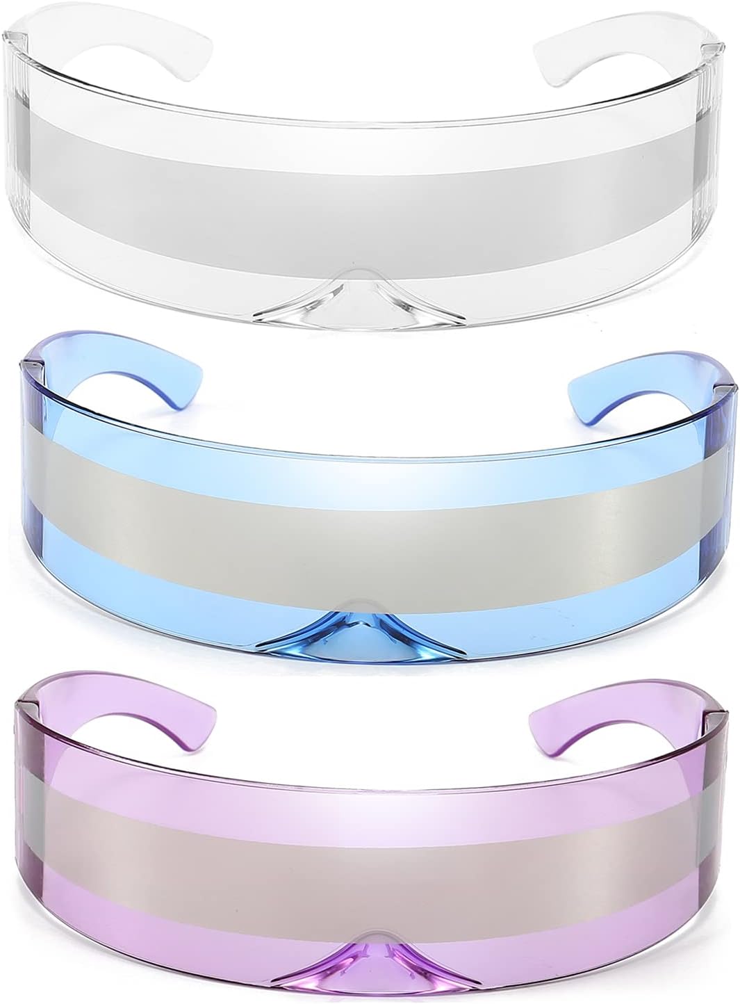 Dollger Futuristic Sunglasses Y2K Space Cyclops Wrap Around Glasses Rimless Translucent Mirrored Lens - Image 24