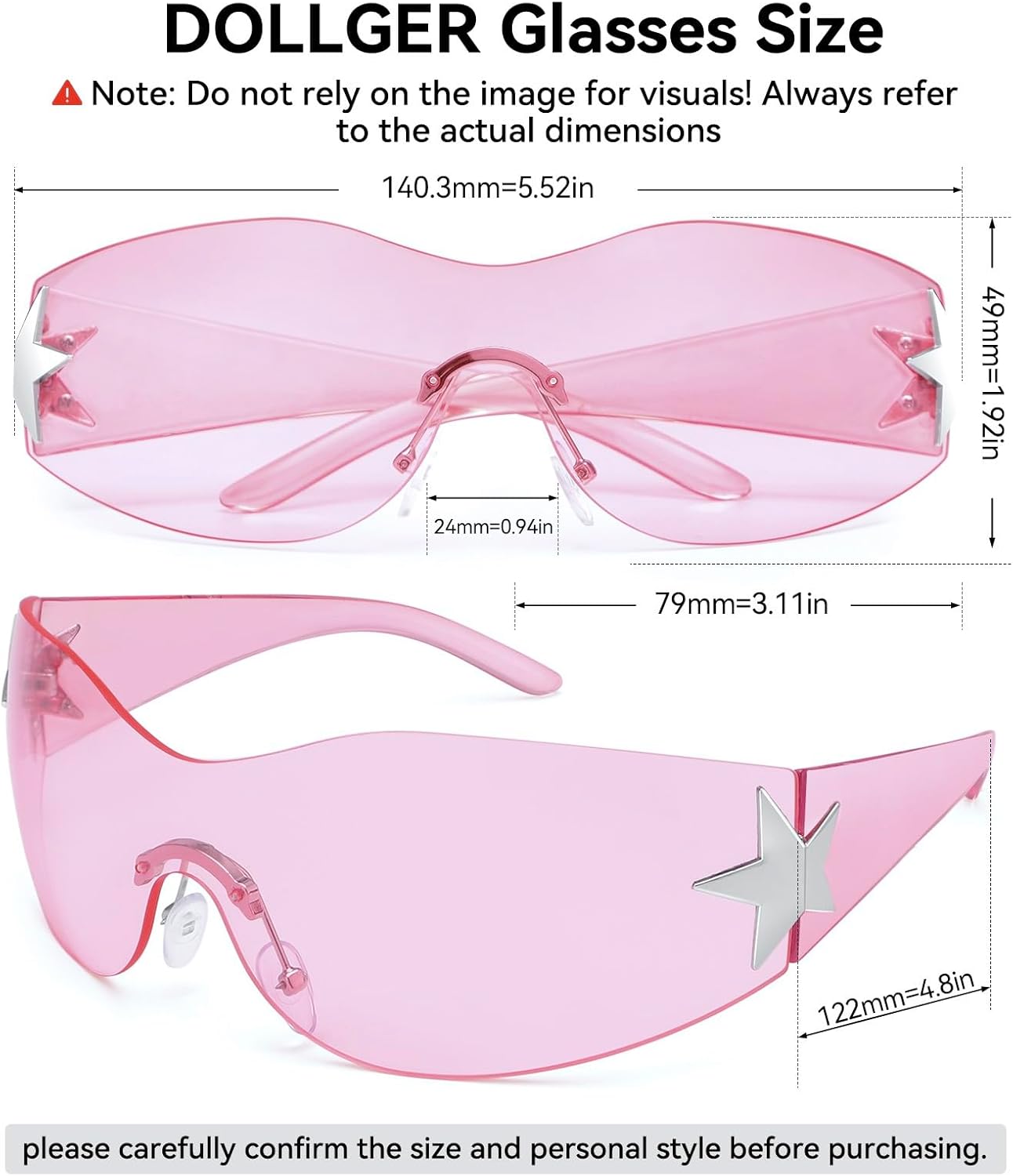 Dollger Trendy Y2K Sunglasses Women Men Wrap Around Rimless Sunglasses Cyber Y2k Fashion 2000 Glasses Shield - Image 5