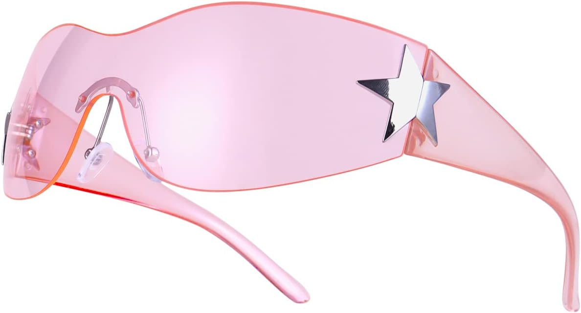 Dollger Trendy Y2K Sunglasses Women Men Wrap Around Rimless Sunglasses Cyber Y2k Fashion 2000 Glasses Shield - Image 13