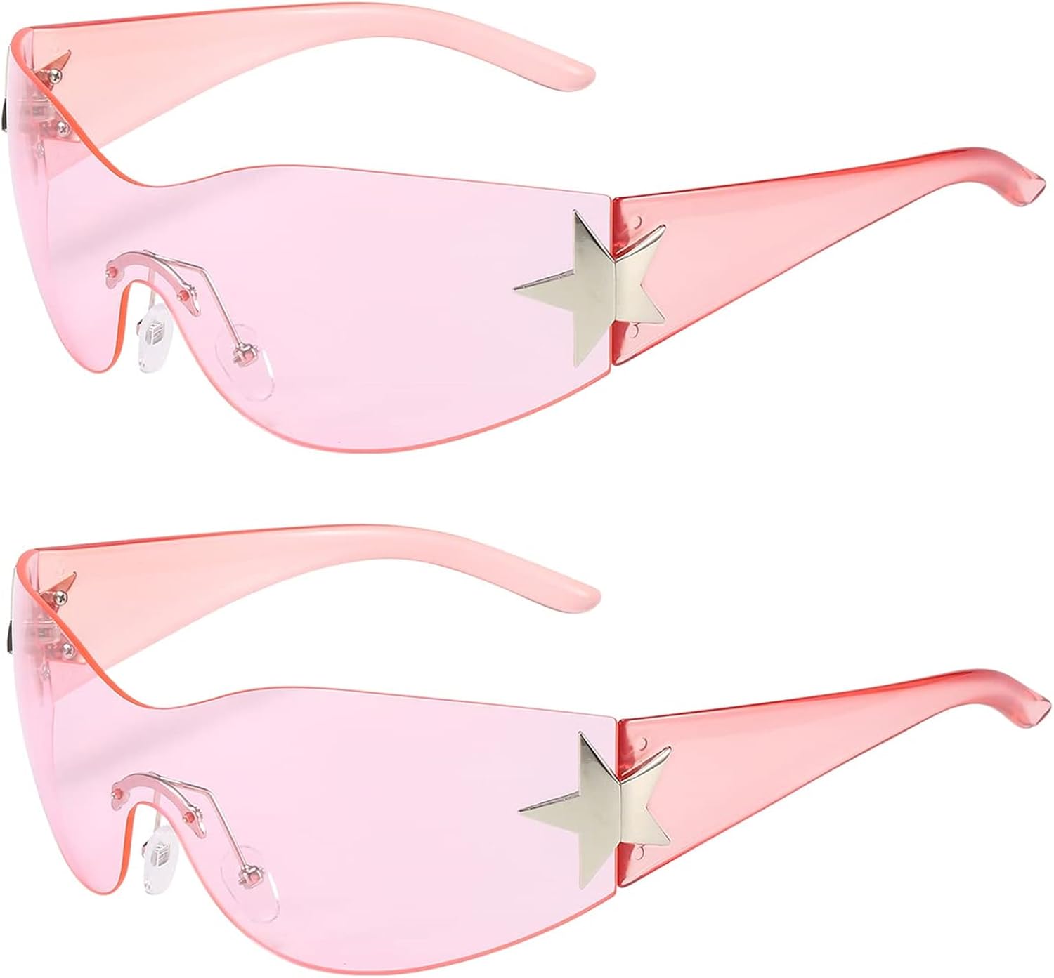 Dollger Trendy Y2K Sunglasses Women Men Wrap Around Rimless Sunglasses Cyber Y2k Fashion 2000 Glasses Shield