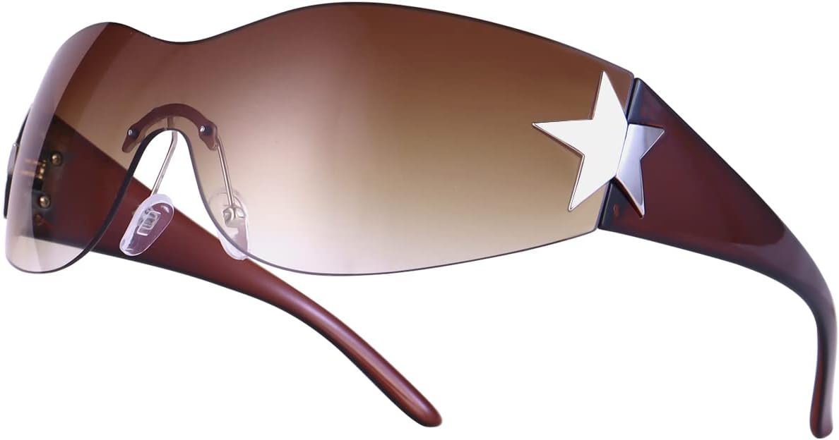 Dollger Trendy Y2K Sunglasses Women Men Wrap Around Rimless Sunglasses Cyber Y2k Fashion 2000 Glasses Shield - Image 16