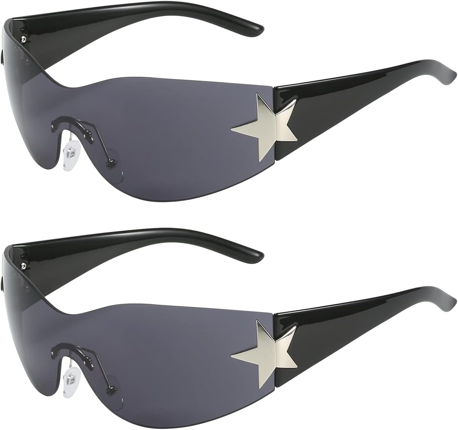 Dollger Trendy Y2K Sunglasses Women Men Wrap Around Rimless Sunglasses Cyber Y2k Fashion 2000 Glasses Shield - Image 11