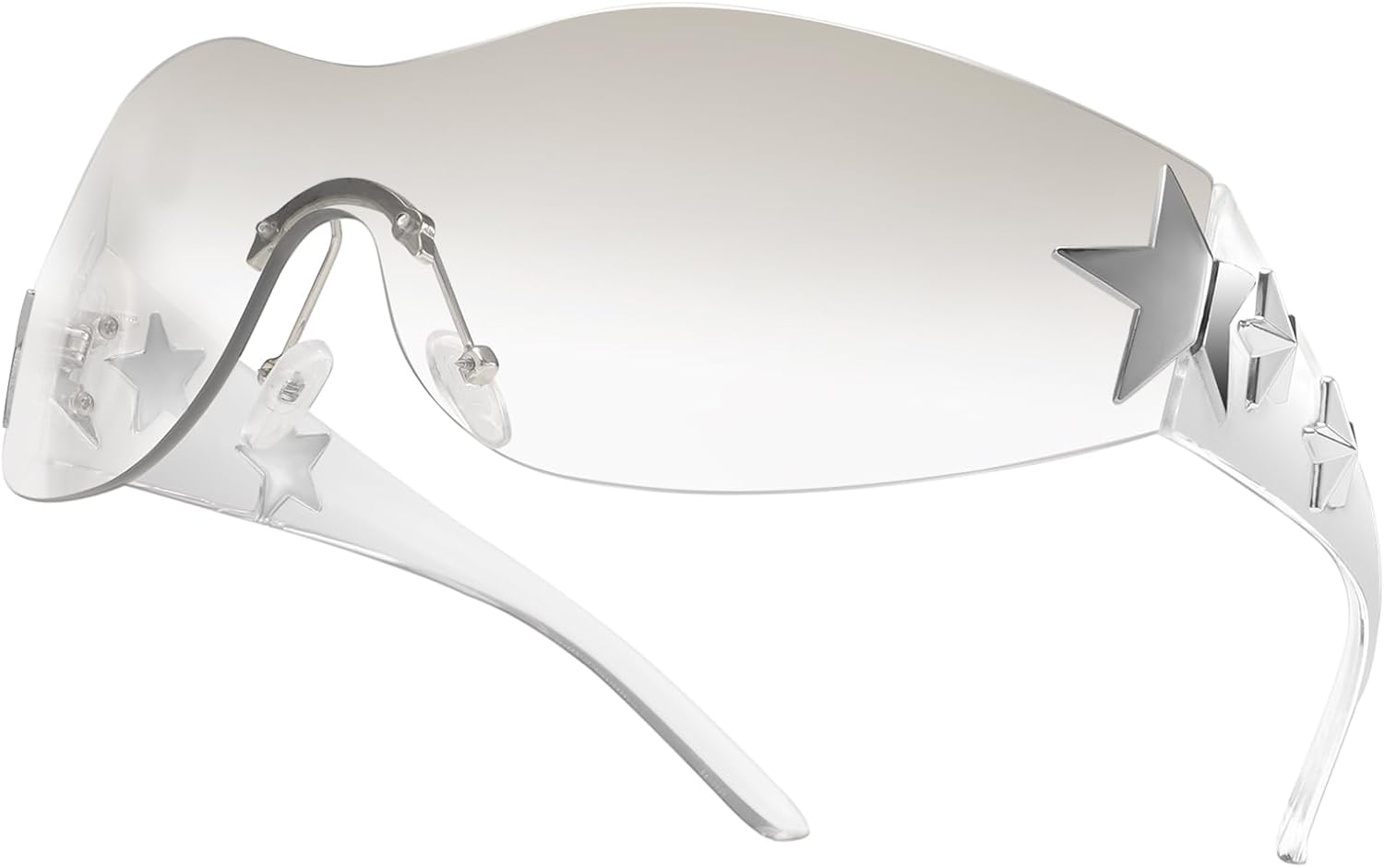 Dollger Trendy Y2K Sunglasses Women Men Wrap Around Rimless Sunglasses Cyber Y2k Fashion 2000 Glasses Shield - Image 12