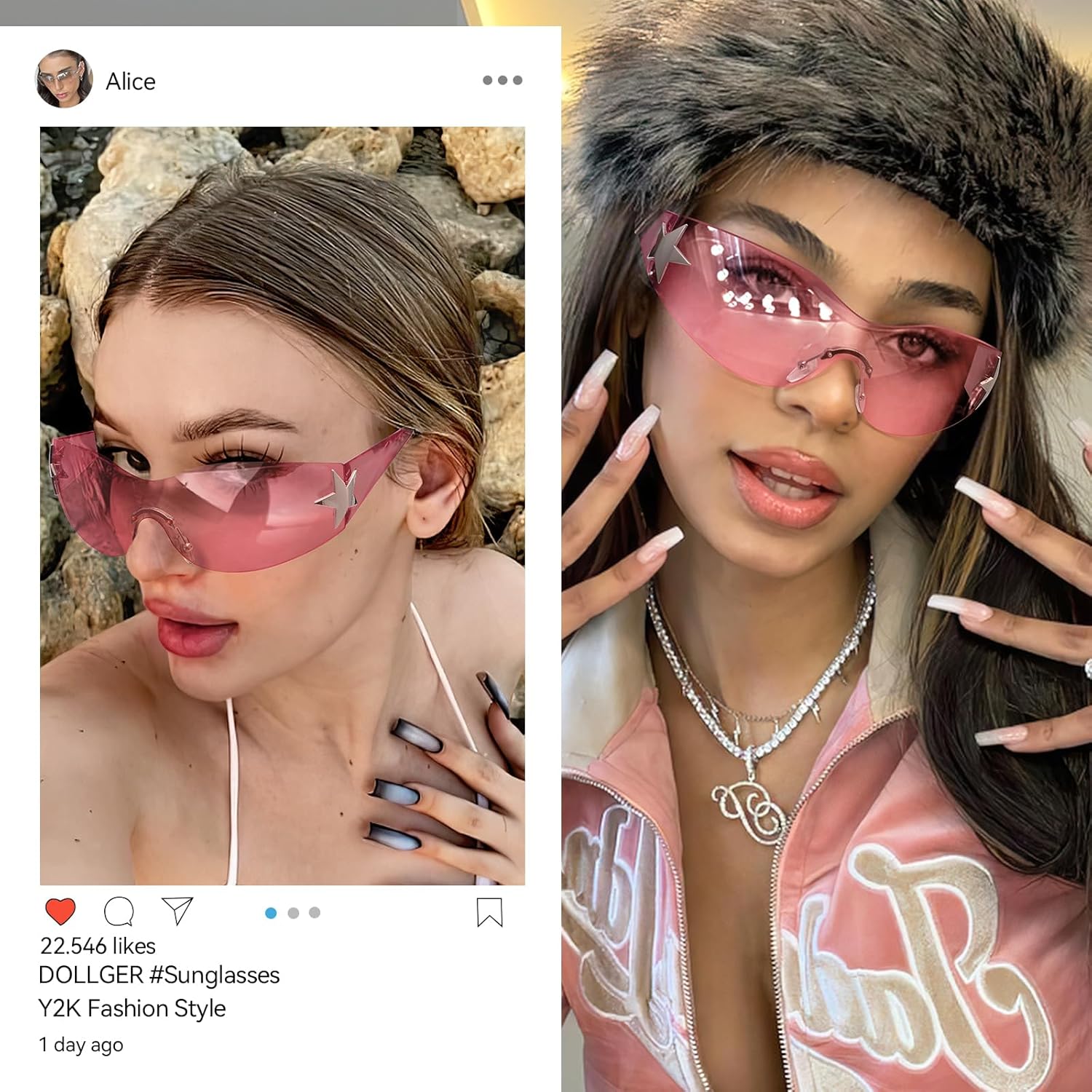 Dollger Trendy Y2K Sunglasses Women Men Wrap Around Rimless Sunglasses Cyber Y2k Fashion 2000 Glasses Shield - Image 4